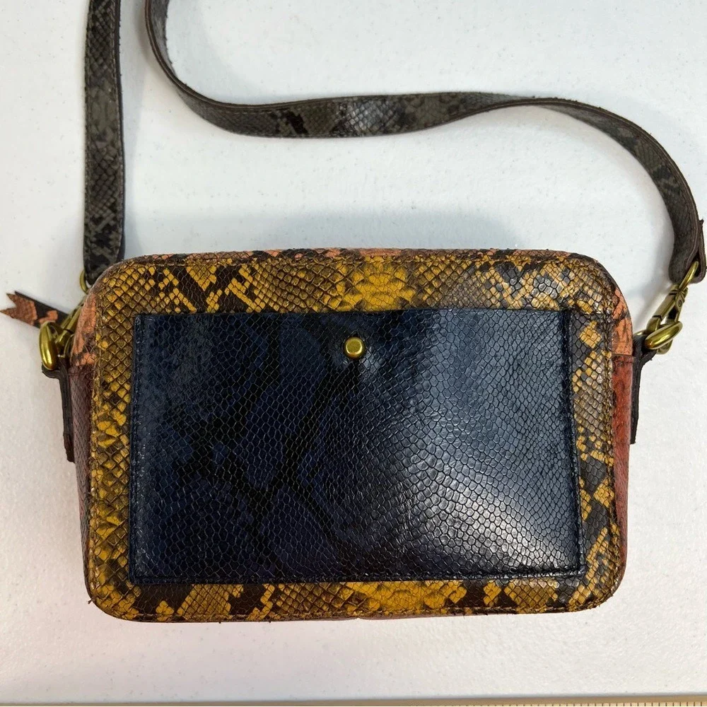 Madewell The Transport Camera Bag Colorblock Snake‎ Embossed Edition Rusted Tin